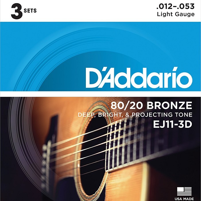 3セットパック D'Addario EJ11-3D Light 012-053 80/20 Bronze ダダリオ アコギ弦_画像1