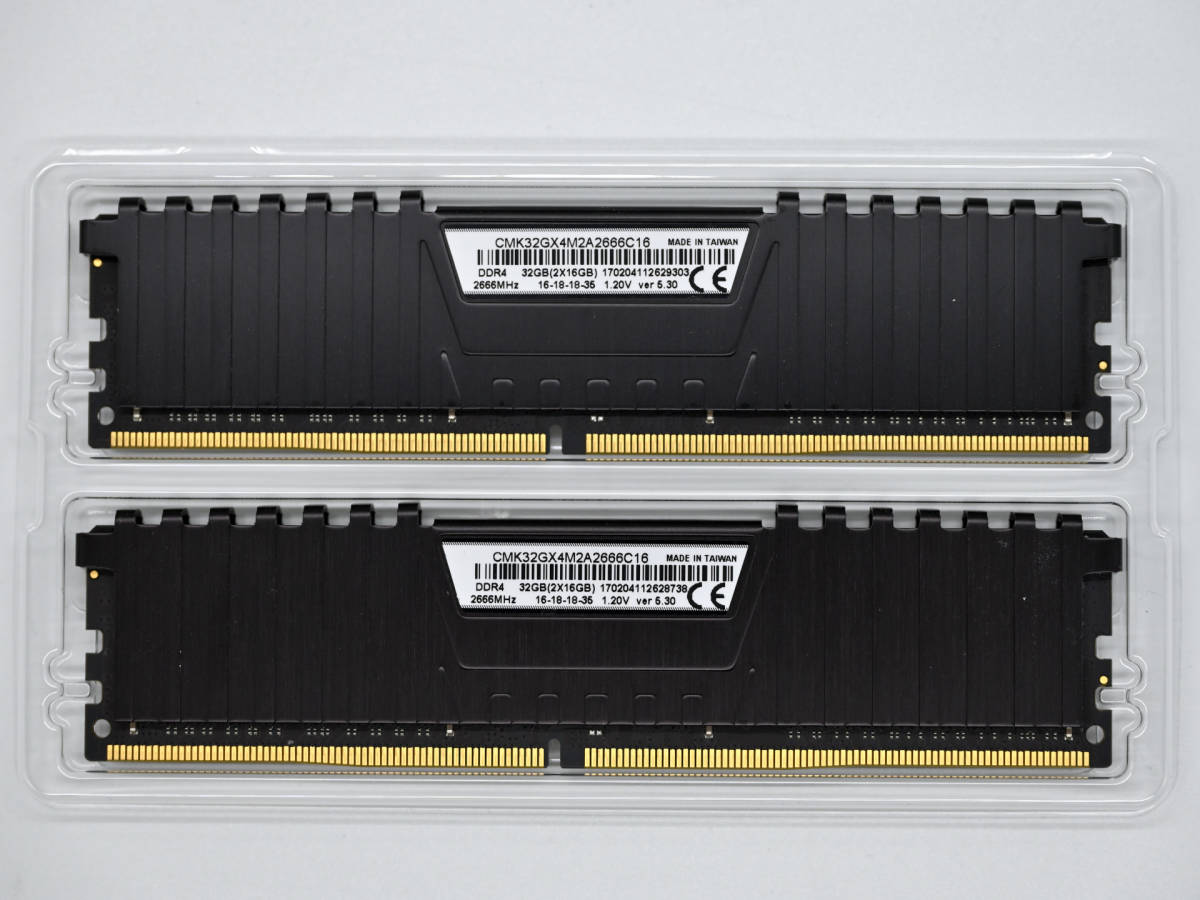 CORSAIR DDR4 メモリモジュール VENGEANCE LPX Series 16GB×2枚キット CMK32GX4M2A2666C16【USED】_画像4