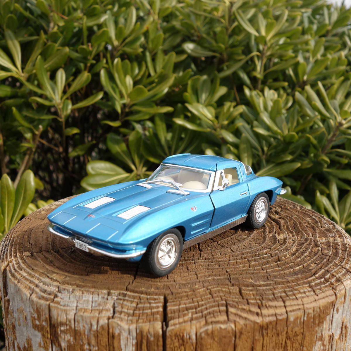 【送料350円】 コルベットスティングレイ ミニカー 1/36 ブルー 1963年式 シボレー C2型コルベット アメ車_送料は最安値の350円です。