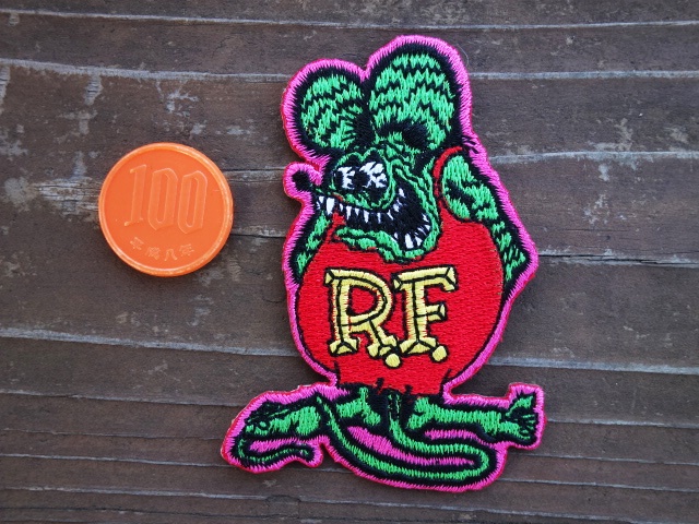 【送料無料】アイロンワッペン ラットフィンク ＲＡＴＦＩＮＫ ＧＲ／ＰＫ アップリケ_大人気のラットフィンクワッペンです♪