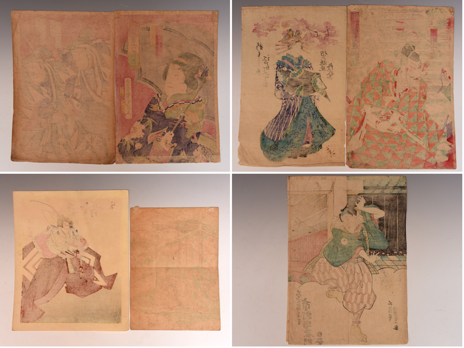 [ genuine work ].. country .[. super six flower .]. river country .. river . national anthem river .. contains ukiyoe ..8 sheets together set woodblock print woodcut picture paper .z1692o