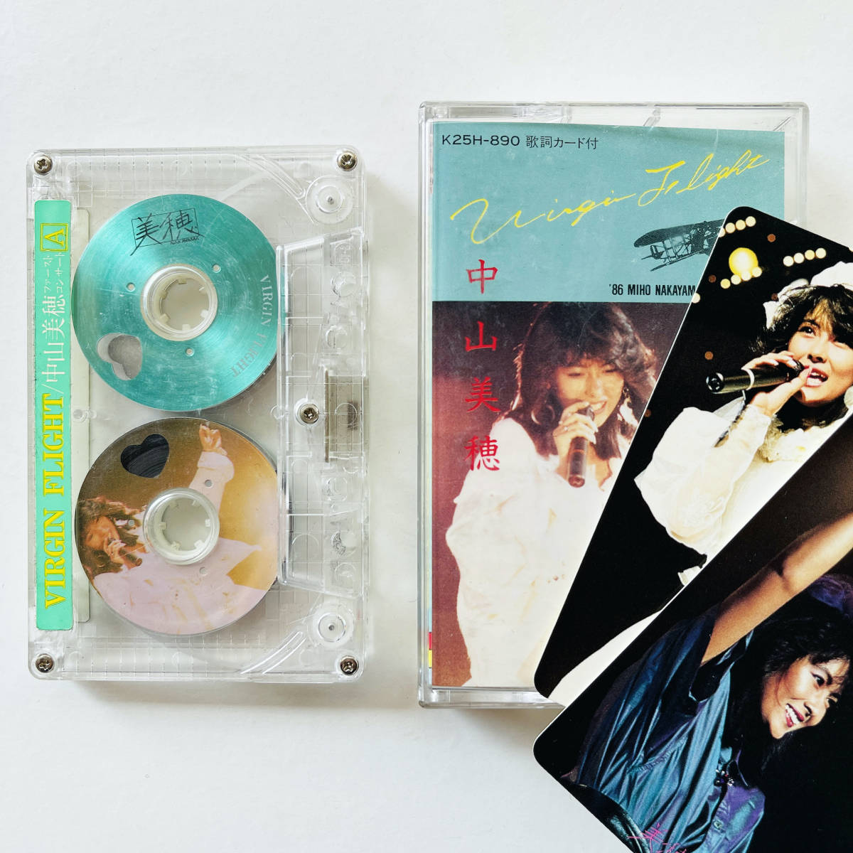 貴重 オープンリールカセットテープ + フォトカード2枚〔 中山美穂 - VIRGIN FLIGHT 〕ファースト・コンサート バージン・フライト'86の画像1