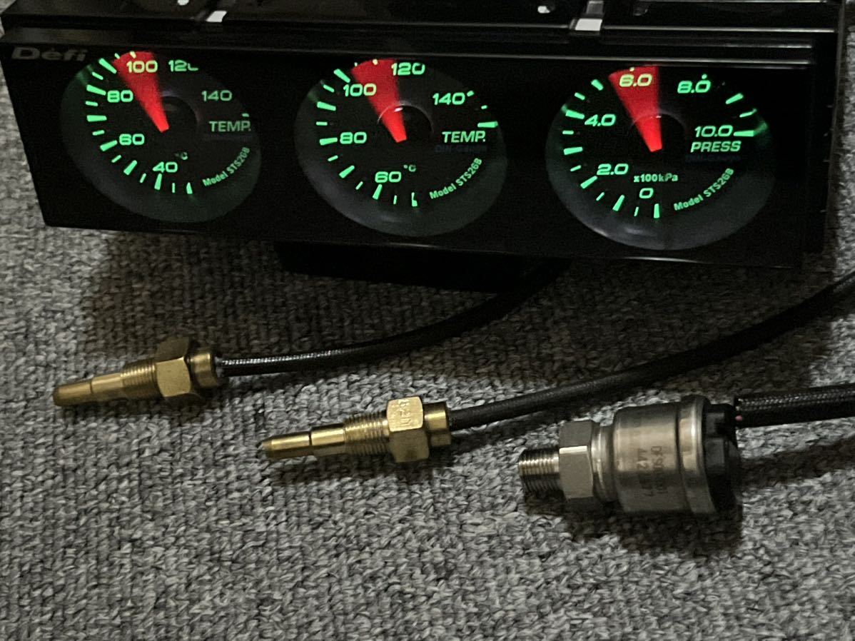  rare Defi STS26B Din gauge water temperature gage oil temperature gauge oil pressure gauge pressure gauge black DIN gauge green ilmi defi sensor 