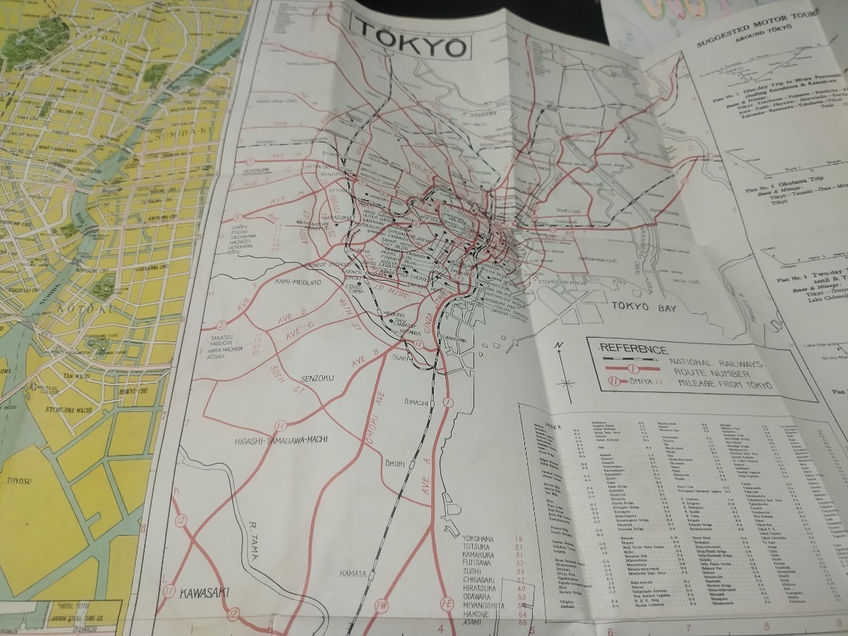 MAPopTOKYO　関東　東京　古地図　 地形図　両面　地図　資料　74×52cm　　1962年印刷　発行　キレ　B2305_画像4
