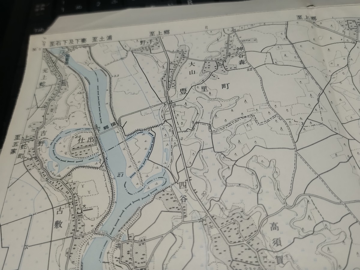 矢田部　茨城県　古地図　 地形図　地図　資料　46×54cm　昭和35年測量　昭和40年印刷　発行　左側切り取り　B2305_画像4