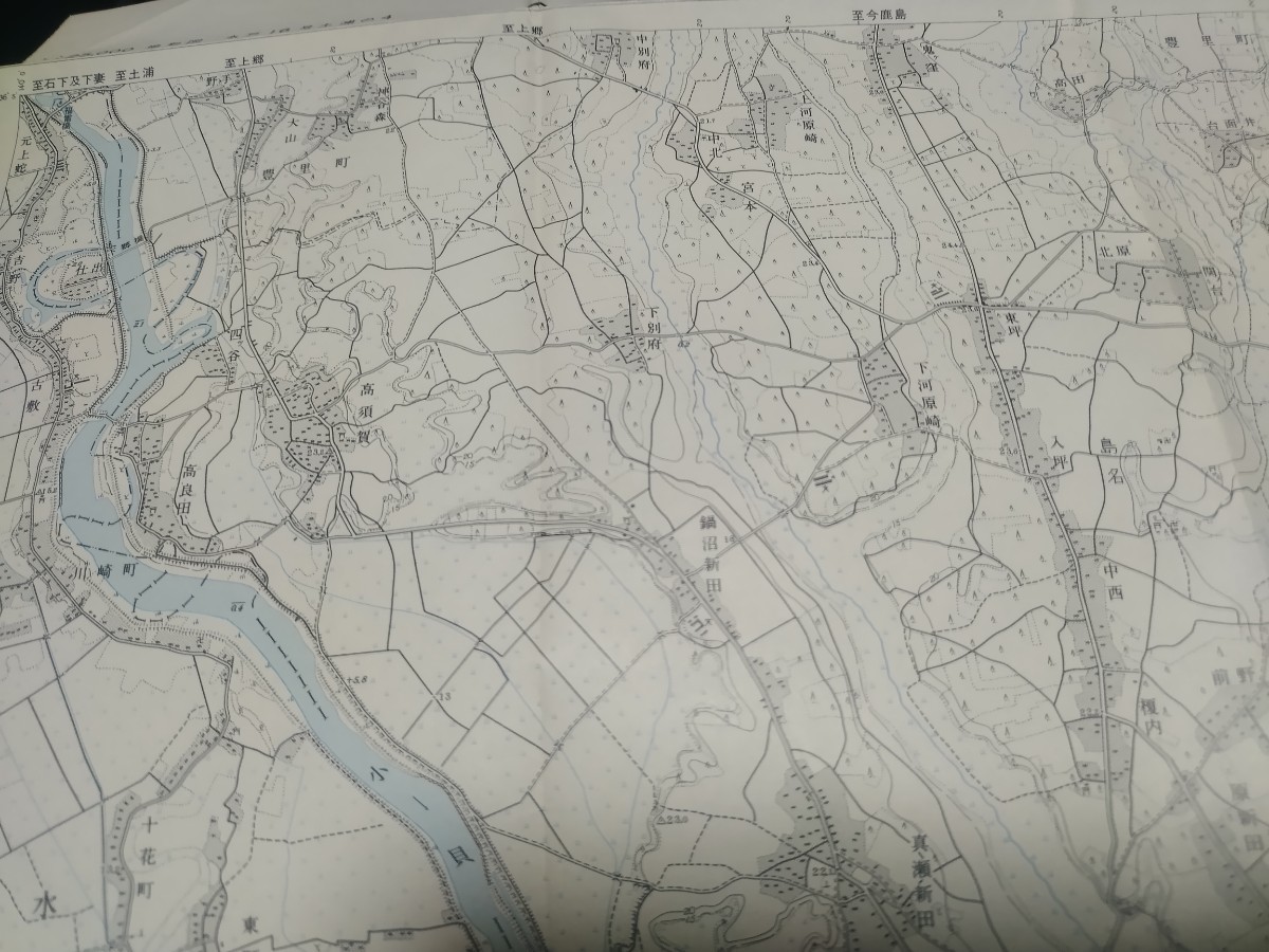 矢田部　茨城県　古地図　 地形図　地図　資料　46×54cm　昭和35年測量　昭和40年印刷　発行　左側切り取り　B2305_画像3