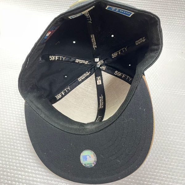 Vintage希少柄★NEW ERA ニューエラ NYヤンキース★ 59fifty ブラック【7 5/8　60.6cm】 New York Yankees キャップ帽子　k-13_画像3