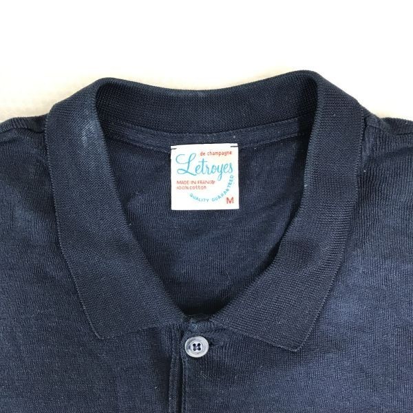 フランス製　Letroyes/ルトロワ★半袖ニットポロシャツ【レディースM/紺/ネイビー】◆BG586