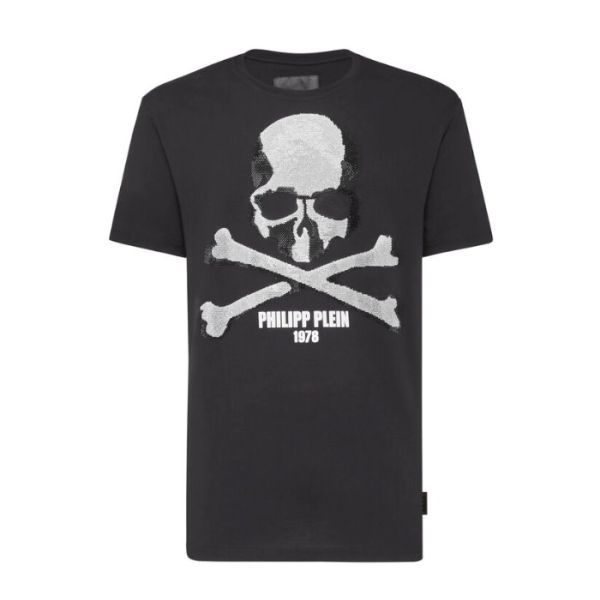 【CU】PHILIPP PLEIN フィリップ プレイン 半袖 Ｔシャツ MTK4258 【XXXL】ブラック ラインストーン スカルskull ロゴ【新品・正規品】_画像1