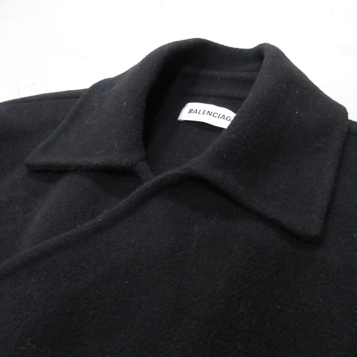 美品 19AW BALENCIAGA バレンシアガ キャメル100％ ロング オーバーサイズ ダブルコート 583811 サイズ34 黒 ブラック_画像7