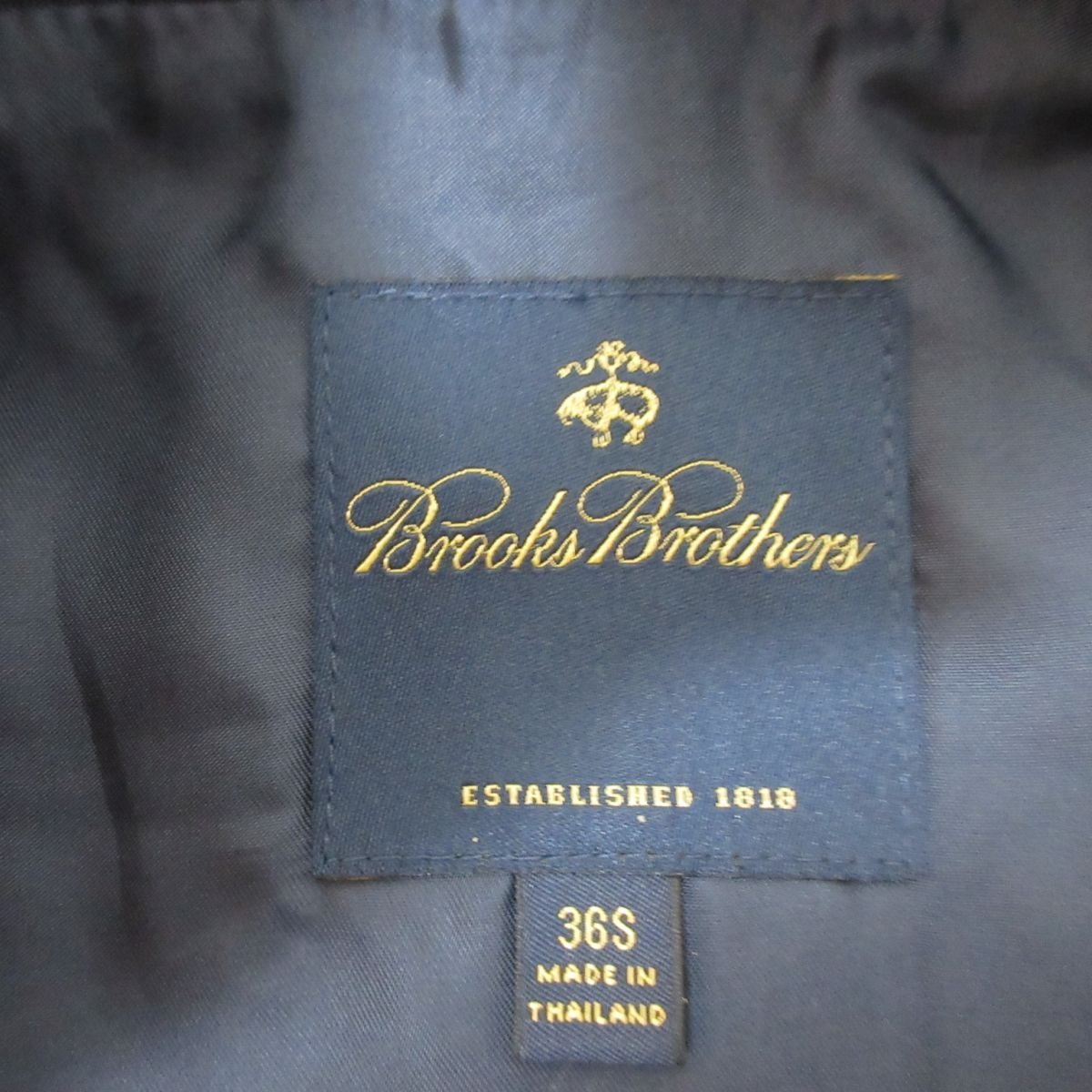 美品 BROOKS BROTHERS ブルックスブラザーズ 1818 シャドーチェック ロング ステンカラーコート サイズ36S 紺 ネイビー_画像6