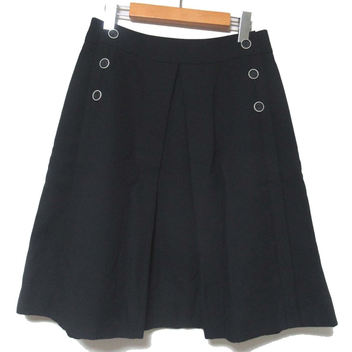 美品 FOXEY フォクシー Skirt Deauville スカートドーヴィル ひざ丈 スカート 35701 サイズ40 黒 ブラック C0503_画像1