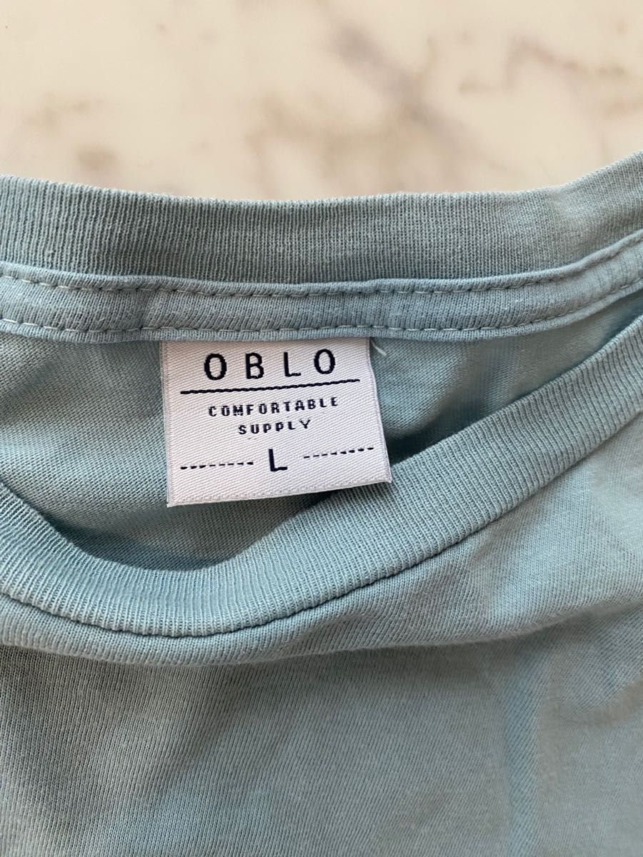 OBLO Tシャツ　ティーシャツ　ベア　クマ　熊　くま　ブルー　グリーン　コットン　人気　かわいい　美品　L M 半袖　シャツ