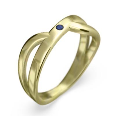 指輪 k18イエローゴールド 一粒 ブルーサファイア 9月の誕生石 指輪 