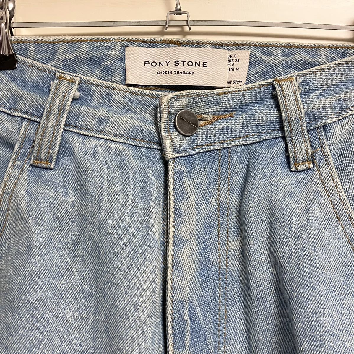 PONY STONE ダメージ 極太 ワイド バギー デニム パンツ レア ☆ PONY STONE ポニーストーン ダメージ デニムパンツ M