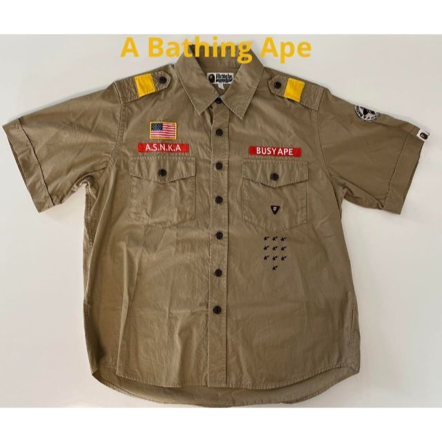 A Bathing Ape A.S.N.K.A ミリタリーシャツ M カーキ -