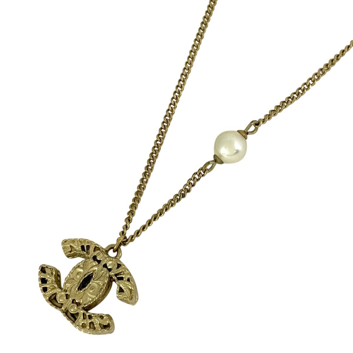 シャネル CHANEL ココマーク ネックレス CC ペンダント フェイクパール