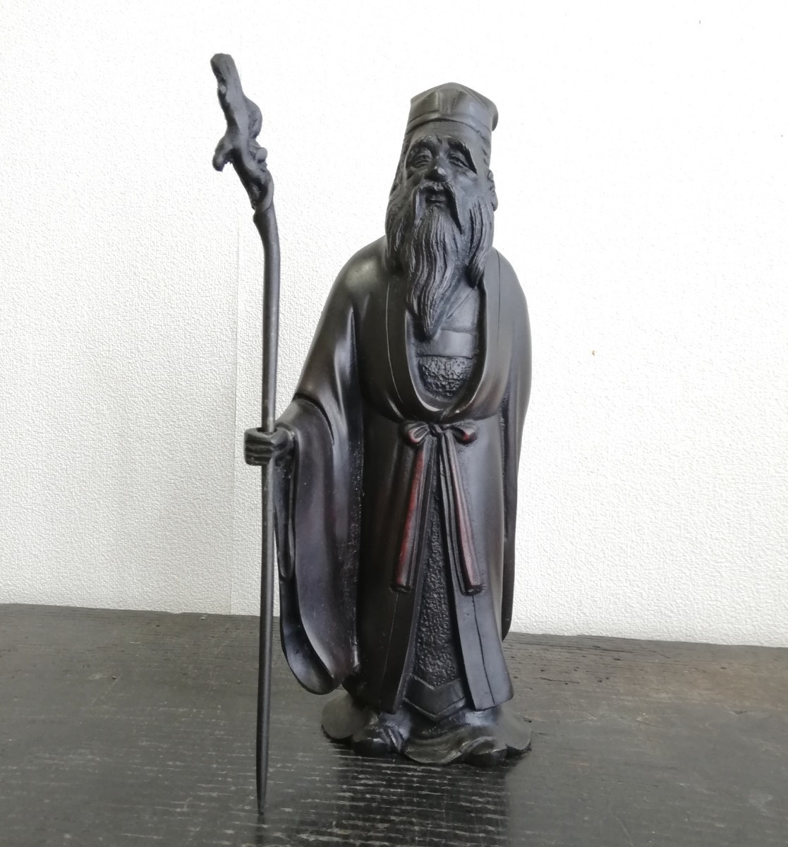 銅像 仏像 在銘 福禄寿 仙人 ブロンズ像 置物 インテリア オブジェ 古 