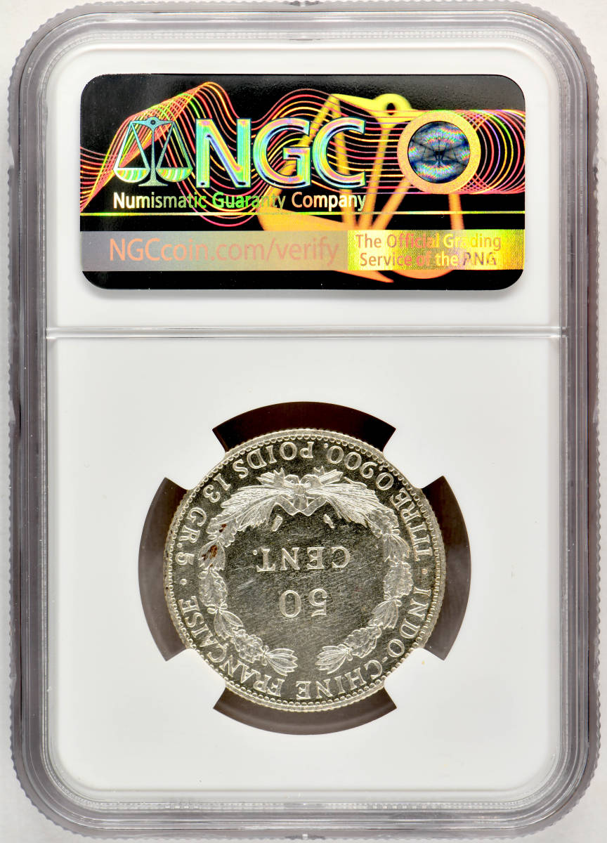 1円〜1936 フランス領インドシナ 50C 銀貨 NGC MS63 未使用 世界コイン 古銭 貨幣 硬貨の画像2