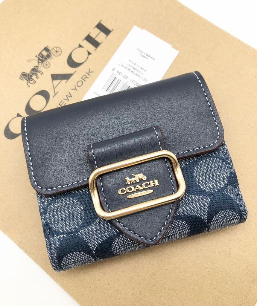 COACH☆新品】デニム☆スモール モーガン ウォレット・シグネチャー☆-