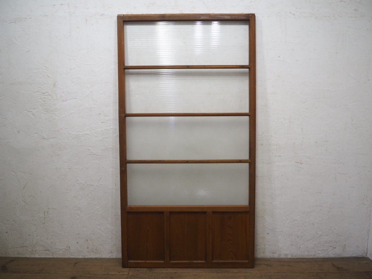 taJ0113*[H175,5cm×W93,5cm]* pretty molding glass entering. retro old wooden glass door * fittings sliding door sash Cafe . material Vintage L pine 