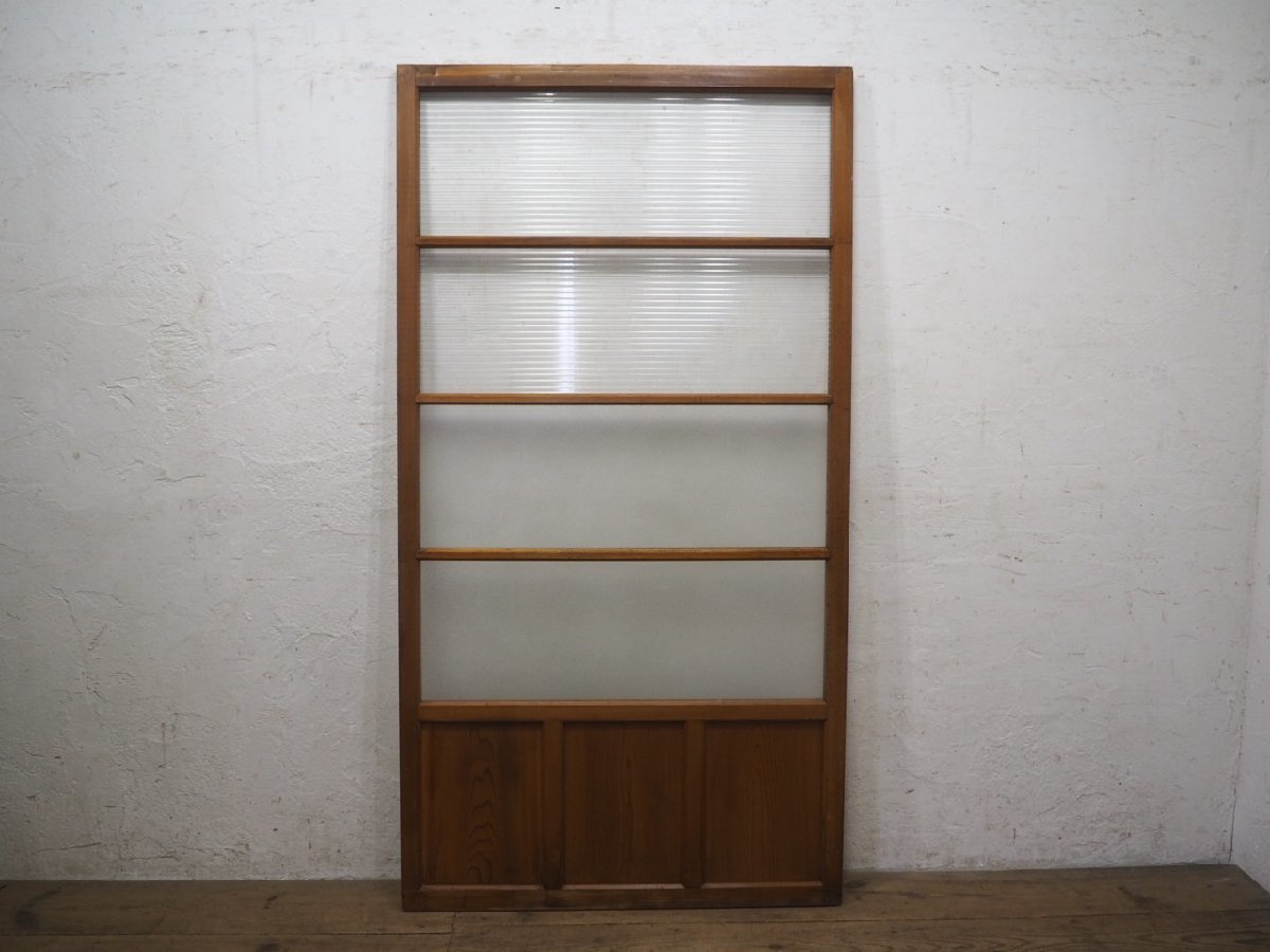 taJ0113*[H175,5cm×W93,5cm]* pretty molding glass entering. retro old wooden glass door * fittings sliding door sash Cafe . material Vintage L pine 