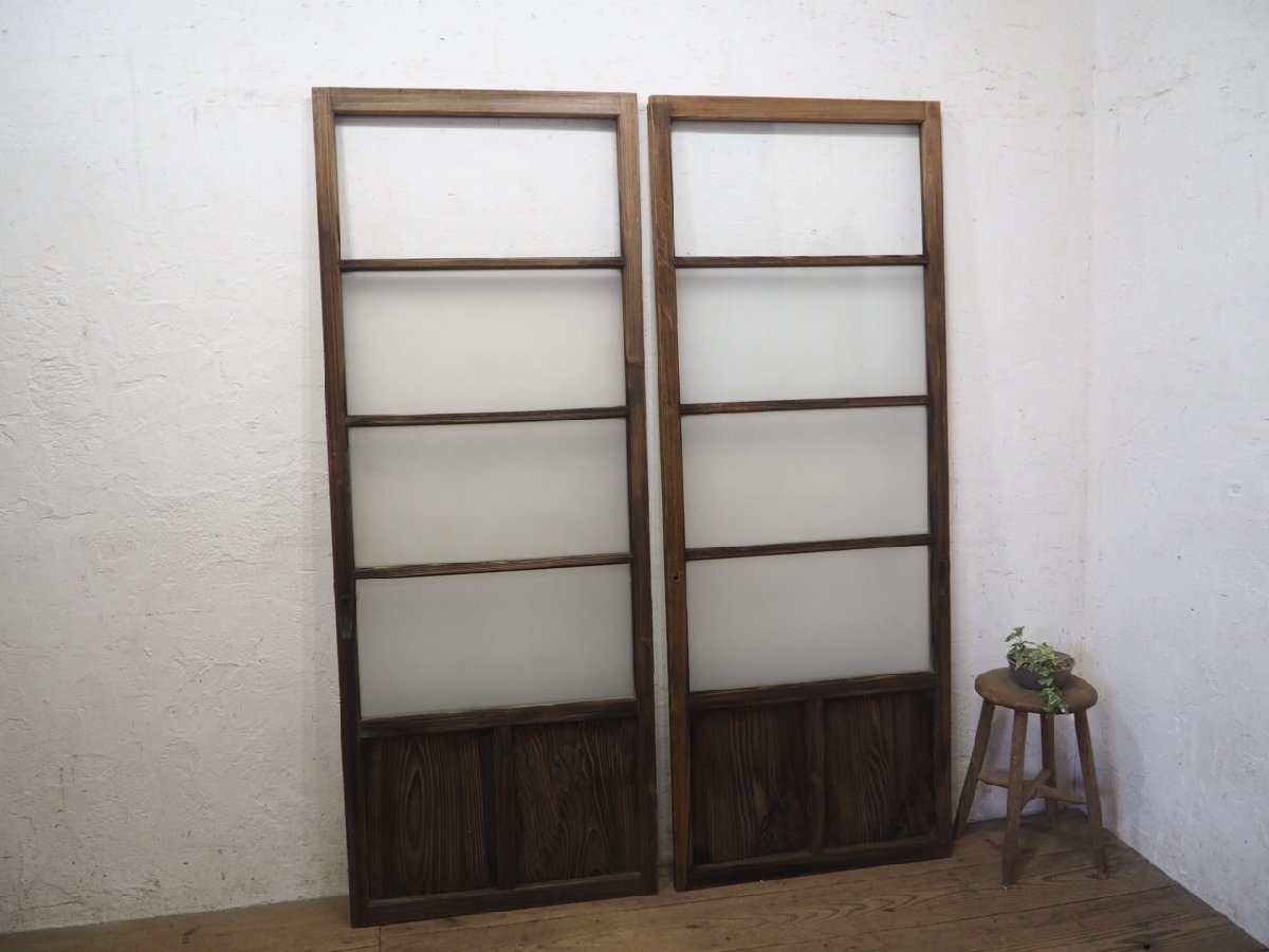 taK0656*(1)[H176,5cm×W67,5cm]×2 sheets * antique * taste ... exist old wooden glass door * fittings sliding door sash old Japanese-style house block house retro L pine 