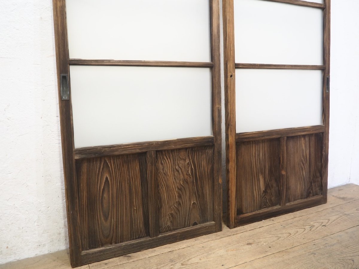 taK0656*(1)[H176,5cm×W67,5cm]×2 sheets * antique * taste ... exist old wooden glass door * fittings sliding door sash old Japanese-style house block house retro L pine 