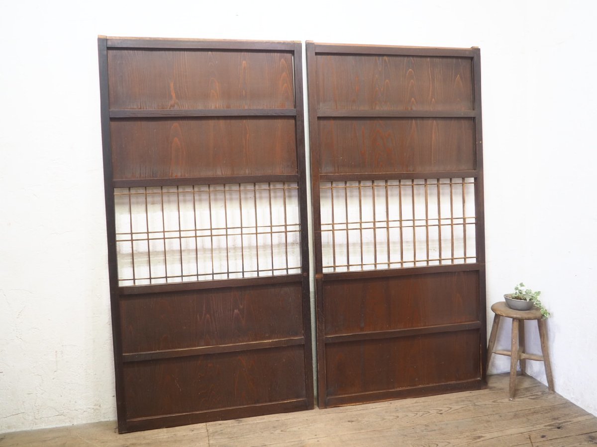 taK0661*(1)[H177cm×W91cm]×2 sheets * retro taste ... old wooden sliding door * old fittings sash old Japanese-style house block house peace . reform antique L pine 