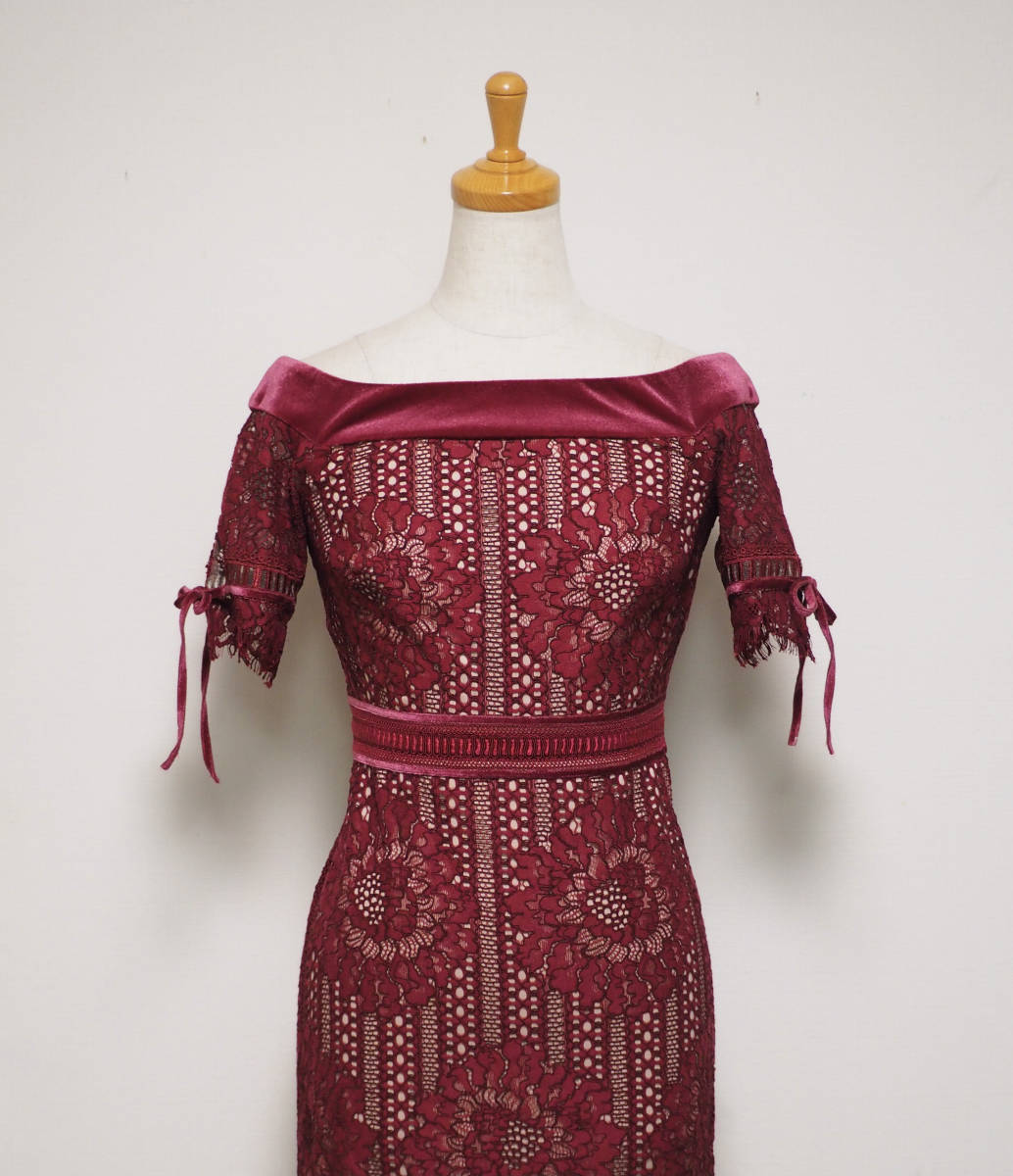 TADASHI SHOJI タダシショージ BURGUNDY & BEIGE ワンピース 「0