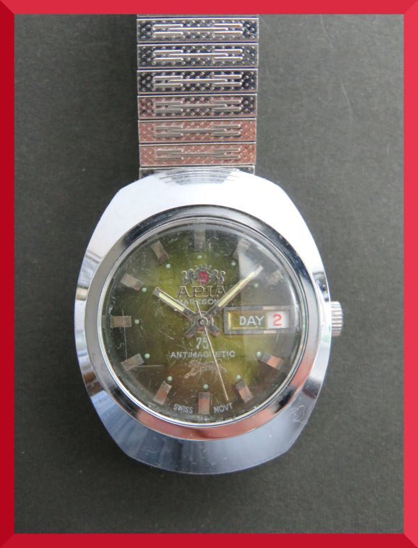 APIA 手巻き 3針 デイト 男性用 メンズ 腕時計 U802 稼働品