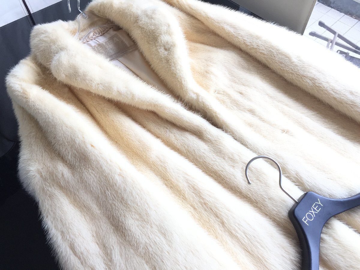 即決 EMBA エンバ 最高級 ホワイトミンクコート☆11号 MINK 毛皮 貂皮