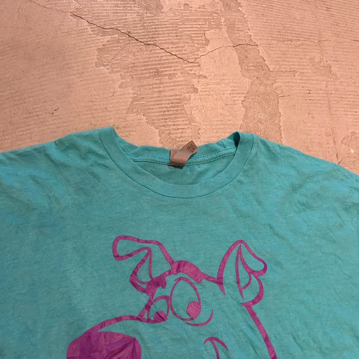 スクービードゥー SCOOBY DOO ビンテージ 90s 00s 半袖Tシャツ M ビッグプリント 緑 グリーン アメリカ USA古着 犬 コットン ポリエステル_画像4