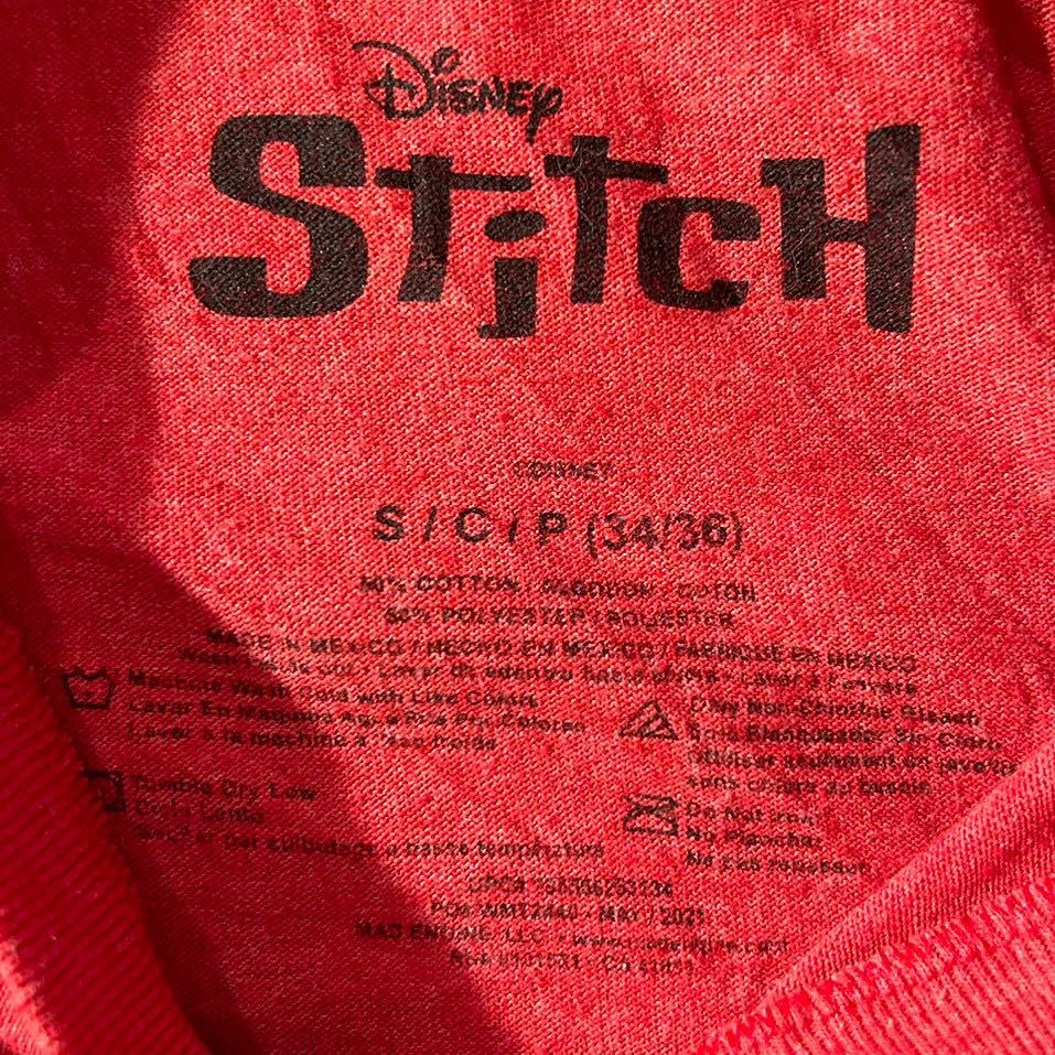 ディズニー リロアンドスティッチ Disney Lilo&Stitch ビンテージ 90s 00s 半袖 Tシャツ S USA古着 クルーネック キャラクター プリント 赤_画像7