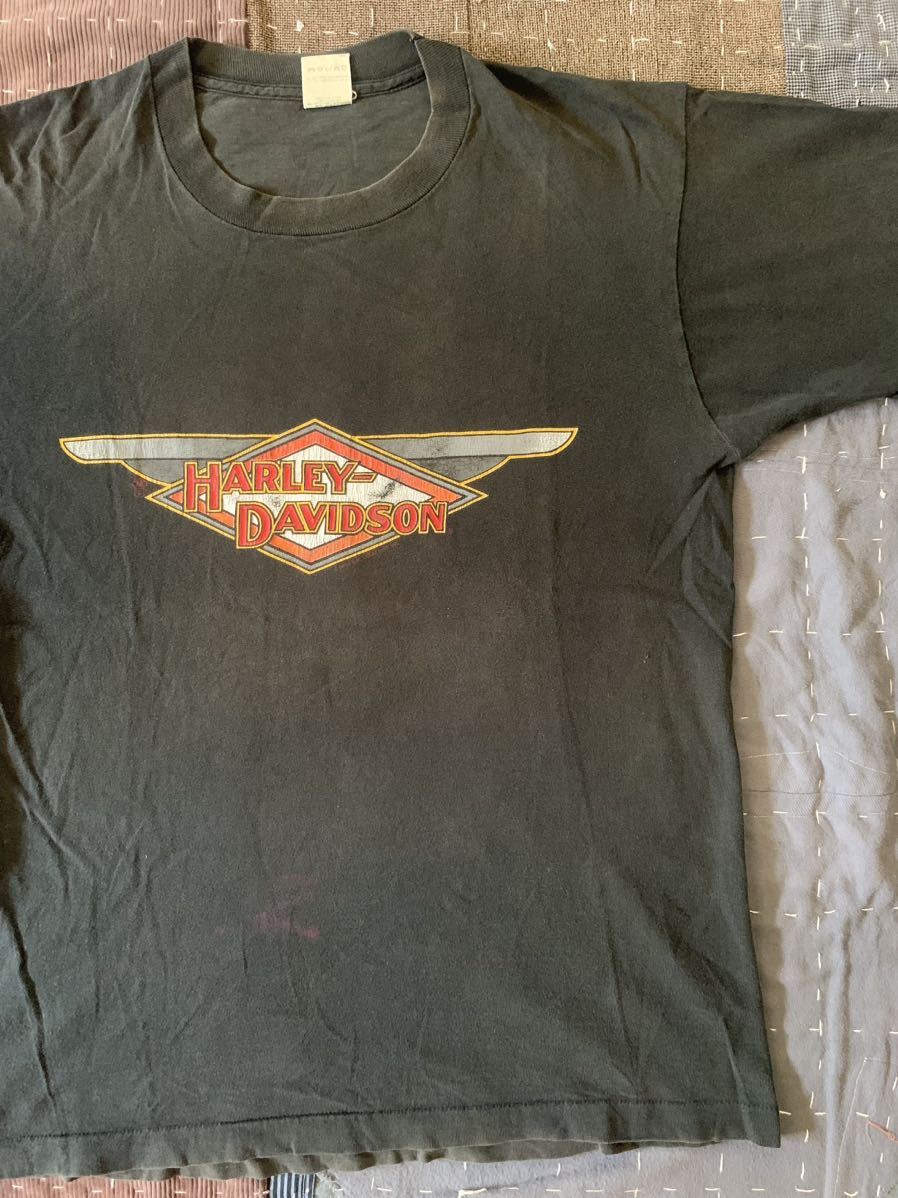 80s harley davidson vintage Tシャツ USA製 アメリカ製 ビンテージ 墨黒 ハーレー ダビッドソン 1988_画像1