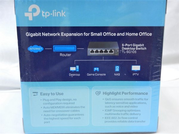 5600 未使用未開封☆ tp-link 5-port Gigabit desktop switch TL-SG105 5ポート スイッチングハブ_画像5