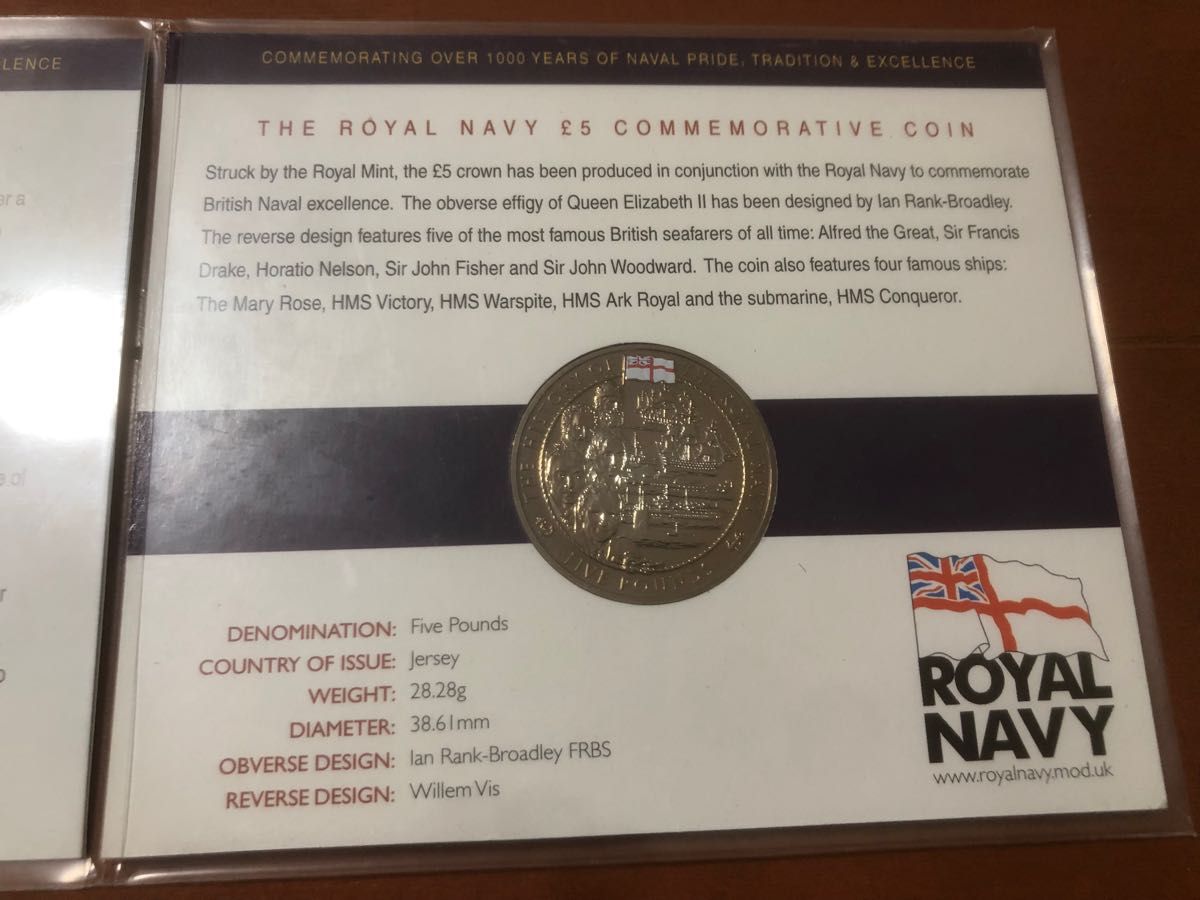 2003年 イギリス海軍 ５ポンド カラー 記念コイン ジャージー島