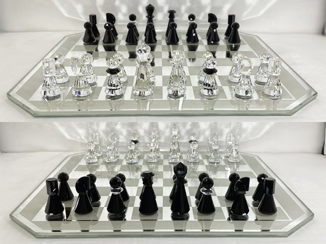 ◆SWAROVSKI スワロフスキー クリスタル チェスセット 廃盤品 ケース付き ボードゲーム オブジェ 装飾 コレクションの画像2