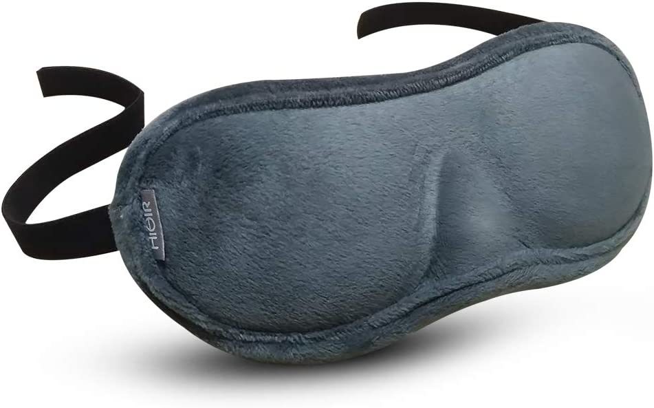 HiAir 立体型 アイマスク カラナビ付き収納袋付き 99.9%遮光 調節できる鼻翼設計 通気性良い 洗濯可 旅行 昼寝 仮眠 L(頭囲54-58cm)_画像1