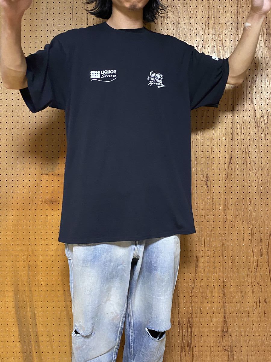 古着 ATC プリント ロゴ カットソー Tシャツ 半袖Tシャツ 黒 ブラック XL 2XLビッグサイズ オーバーサイズ ビッグシルエット