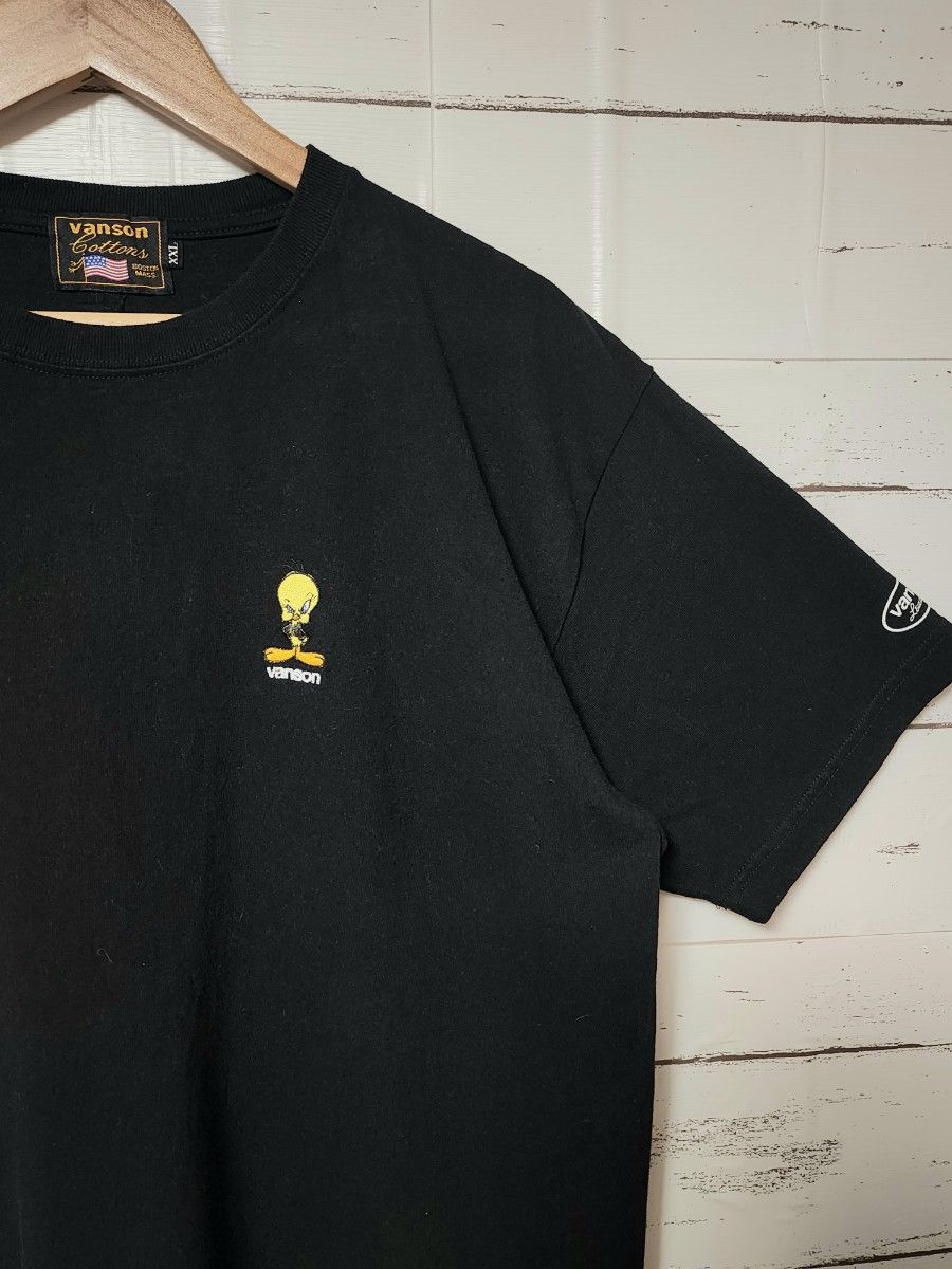 《希少》VANSON バンソン Tシャツ 黒 トゥイーティ コラボ XXL