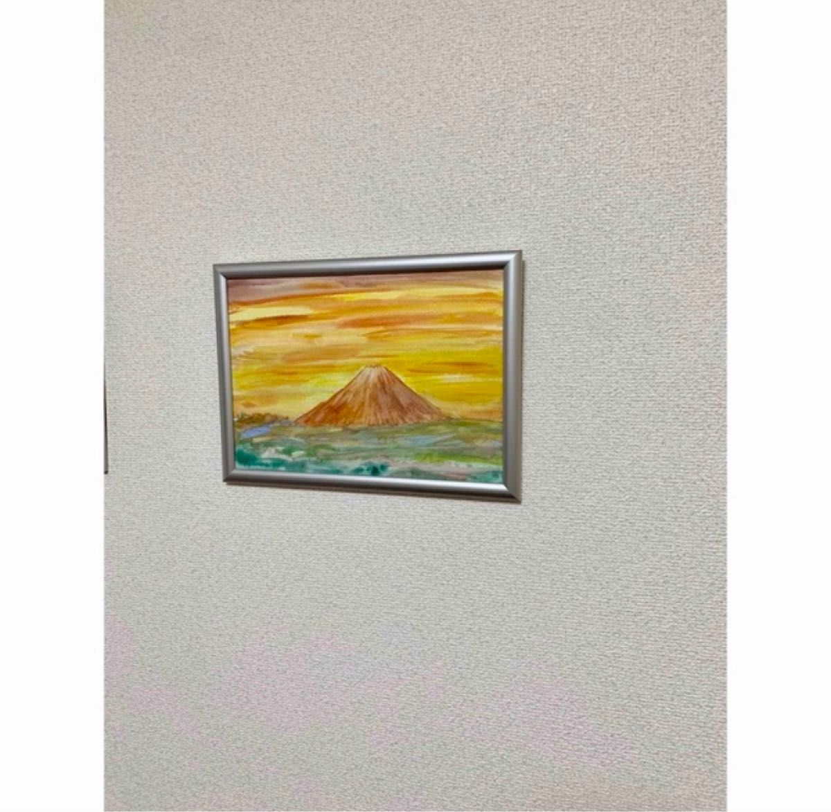 開運絵画　金運アップ　金運　風水　富士山　金富士　赤富士　商売繁盛　水彩画