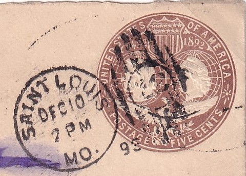 米国 ＃Ｕ３５０ ５ｃコロンブス博記念切手付封筒 ドイツ宛外信使用例の画像3