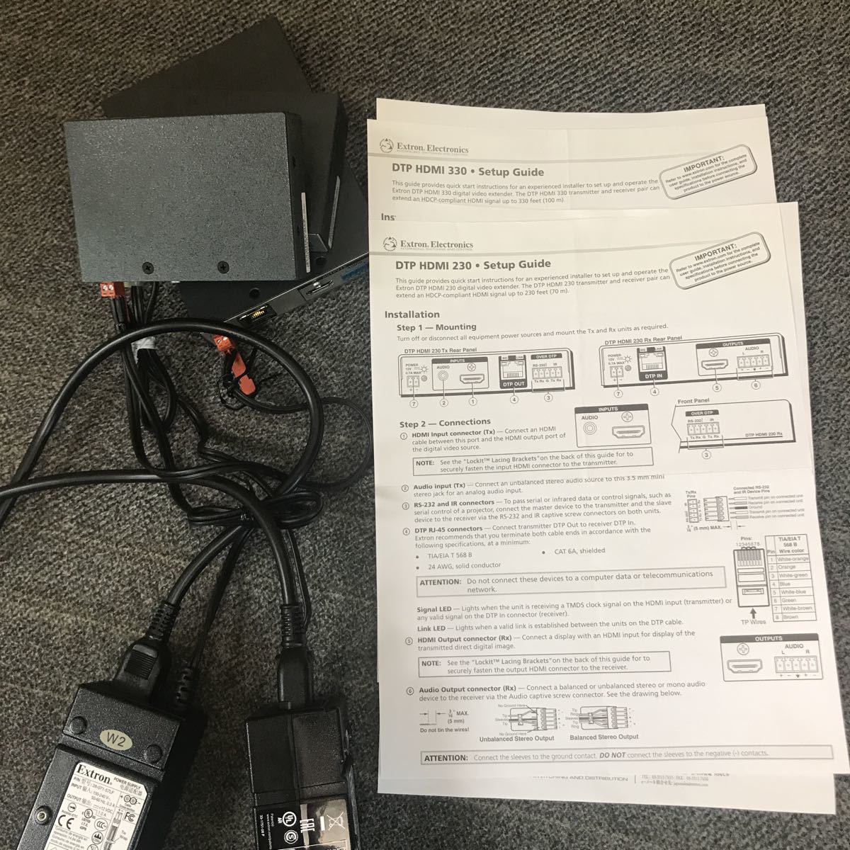 説明書付き、Extron製 DTP-HDMI-330Rx DTP-HDMI-230Tx（2個）3点セット、通電のみ、その他未確認現状品シャック品部品取り_画像10