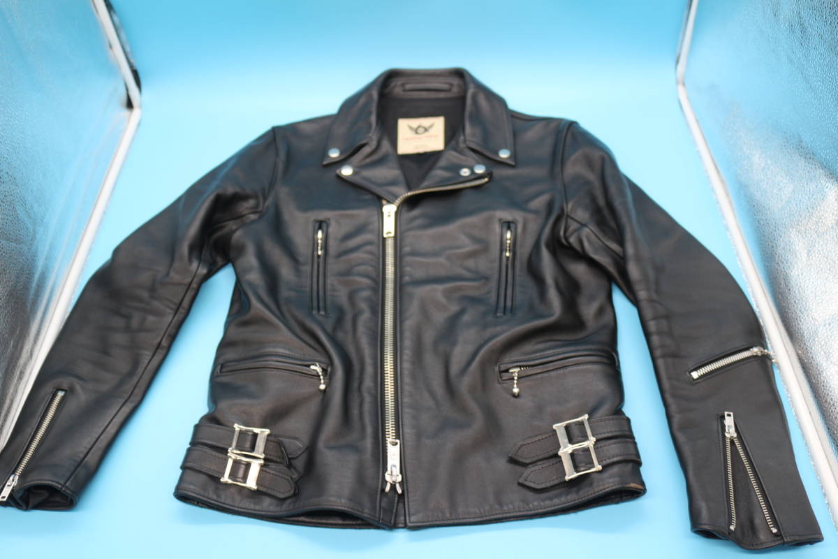69-25 666 Leather Wear ライダースジャケット SIZE 36(S) 牛革 ダブル