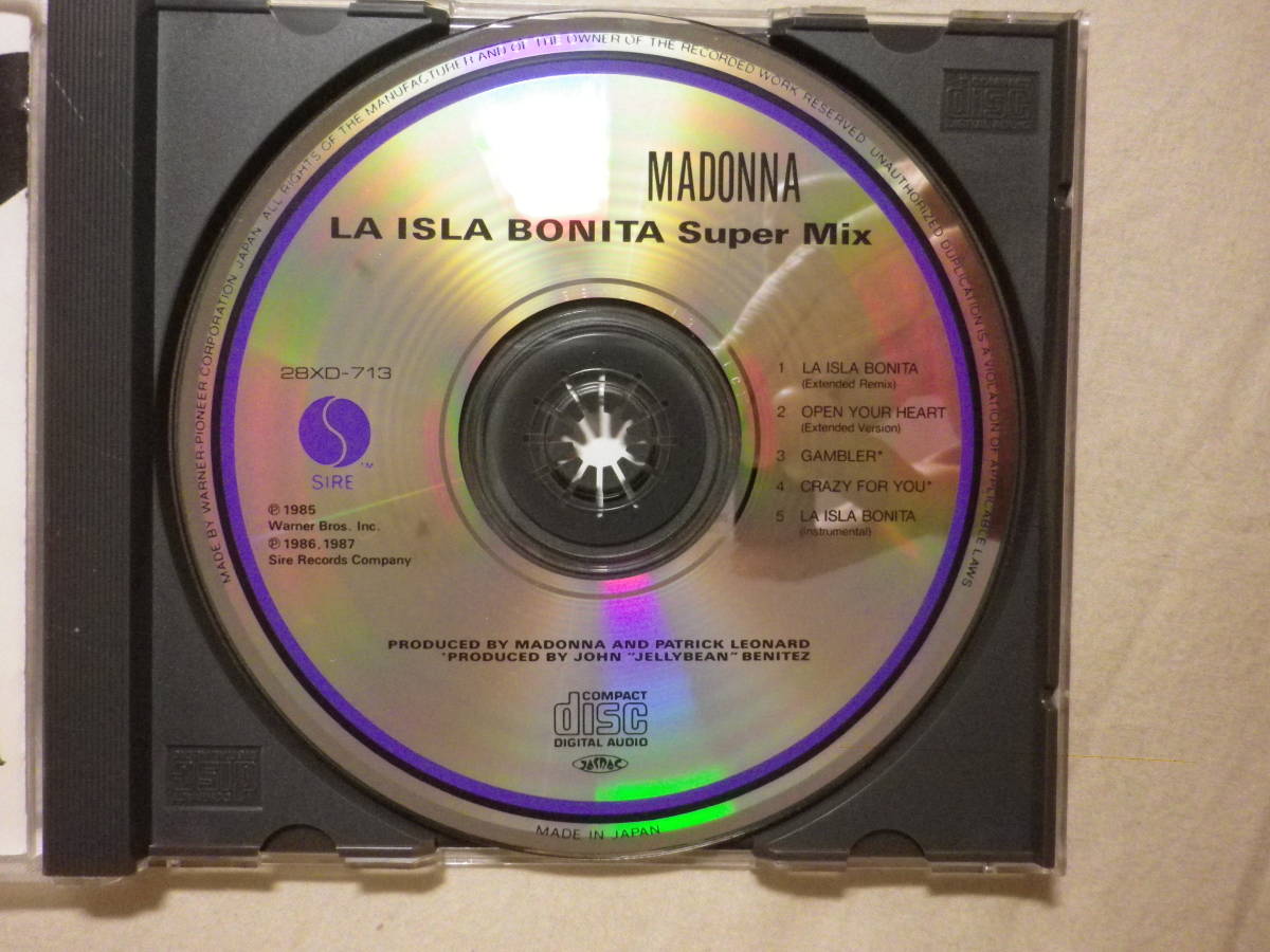 『Madonna/La Isla Bonita Super Mix(1987)』(1987年発売,28XD-713,廃盤,国内盤,歌詞対訳付,5track,Remix,Extended,Open Your Heart)_画像3