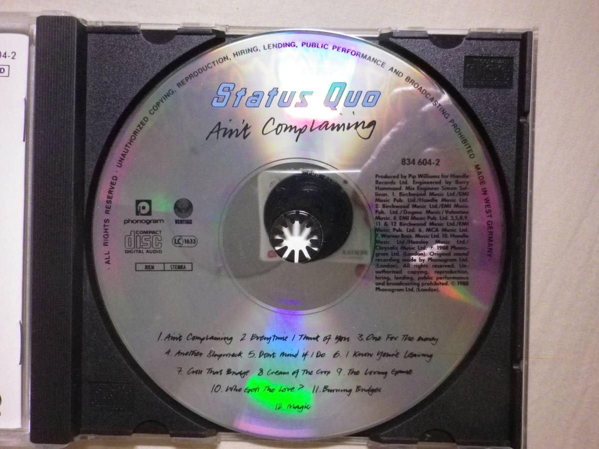 『Status Quo/Ain't Complaining(1988)』(1988年発売,32PD-495,廃盤,国内盤,日本語解説付,UKロック,Burning Bridges)_画像3