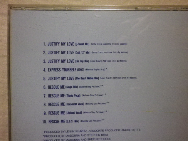 『Madonna/Rescue Me Alternate Mix(1991)』(1991年発売,WPCP-4100,廃盤,国内盤,歌詞対訳付,Justify My Love,Express Yourself)_画像2