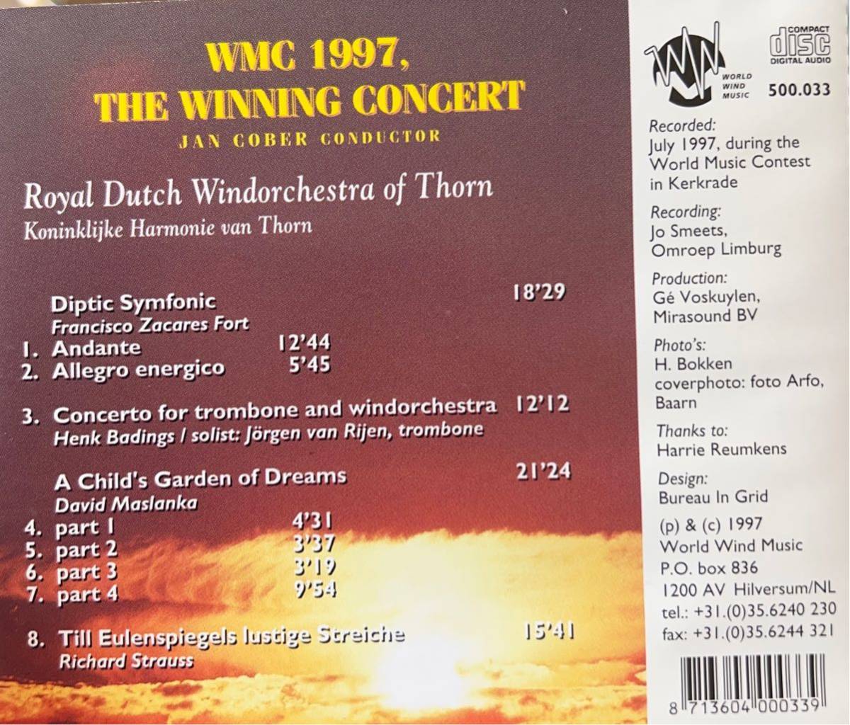 廃盤 1997年WMC トルン吹奏楽団ウィニングコンサート | gasip.org