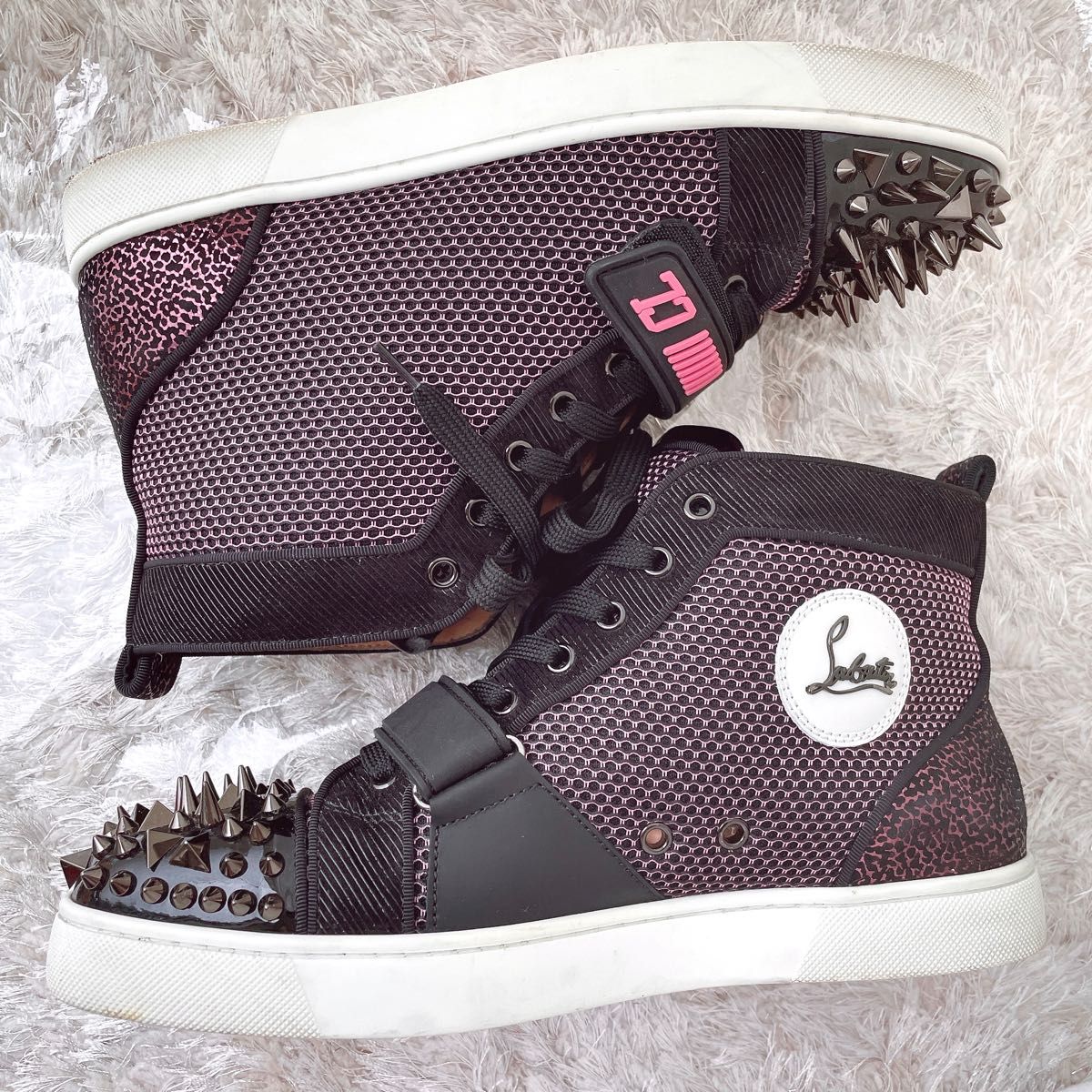 Christian Louboutin クリスチャンルブタン　スタッズ　メタリック　ハイカット　スニーカー　メッシュ　希少モデル